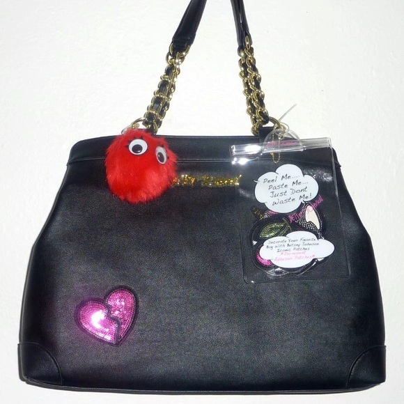 BETSEY JOHNSON Pom Patches Bag Charm Shoulder Bag - Picture 9 of 10